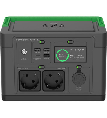 PPS330-GR Schneider OffGrid Taşınabilir Güç İstasyonu 330, 230V, 332Wh Lityum-iyon, LCD, 2 CEE 7/3 Schuko çıkışı, Sinüs, 3 USB-A, 1 USB-C, Kablosuz Şarj Cihazı PPS330-GR Schneider OffGrid Taşınabilir Güç İstasyonu 330, 230V, 332Wh Lityum-iyon, LCD, 2 CEE 7/3 Schuko çıkışı, Sinüs, 3 USB-A, 1 USB-C, Kablosuz Şarj Cihazı