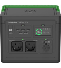 PPS500-GR Schneider OffGrid Taşınabilir Güç İstasyonu 500, 230V, 517Wh Lityum-iyon, LCD, 2 CEE 7/3 Schuko çıkışı, Sinüs, 3 USB-A, 2 USB-C, Kablosuz Şarj Cihazı